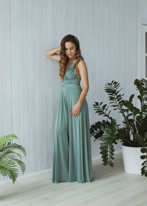 Sage Jersey Popular Maxi Bridesmaid Dress